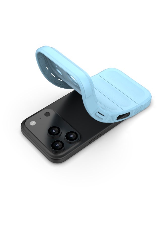 Phantom Shield Silicone Case with Anti-Scratch Soft Microfiber Lining, High Resilience Rubber Full Body Shockproof Cover Compatible with Apple iPhone 17 Pro (Light Blue) - Image 4